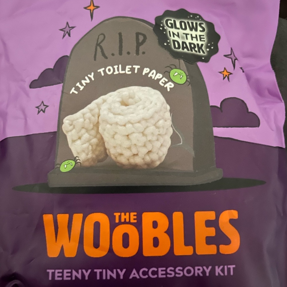 The Woobles Glow-in-the-Dark Teeny Tiny Toilet Paper Accessory Kit